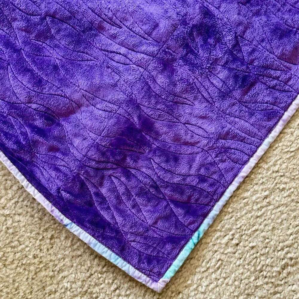 Handmade Floral Patchwork Quilt Full Queen 84x94 Purple Reversible Plush Back